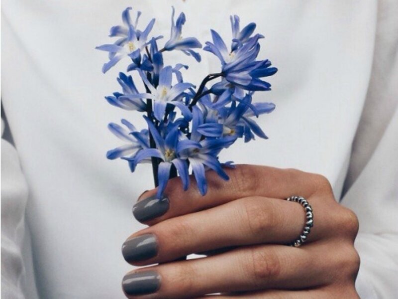 Hand Holding Blue Flowers