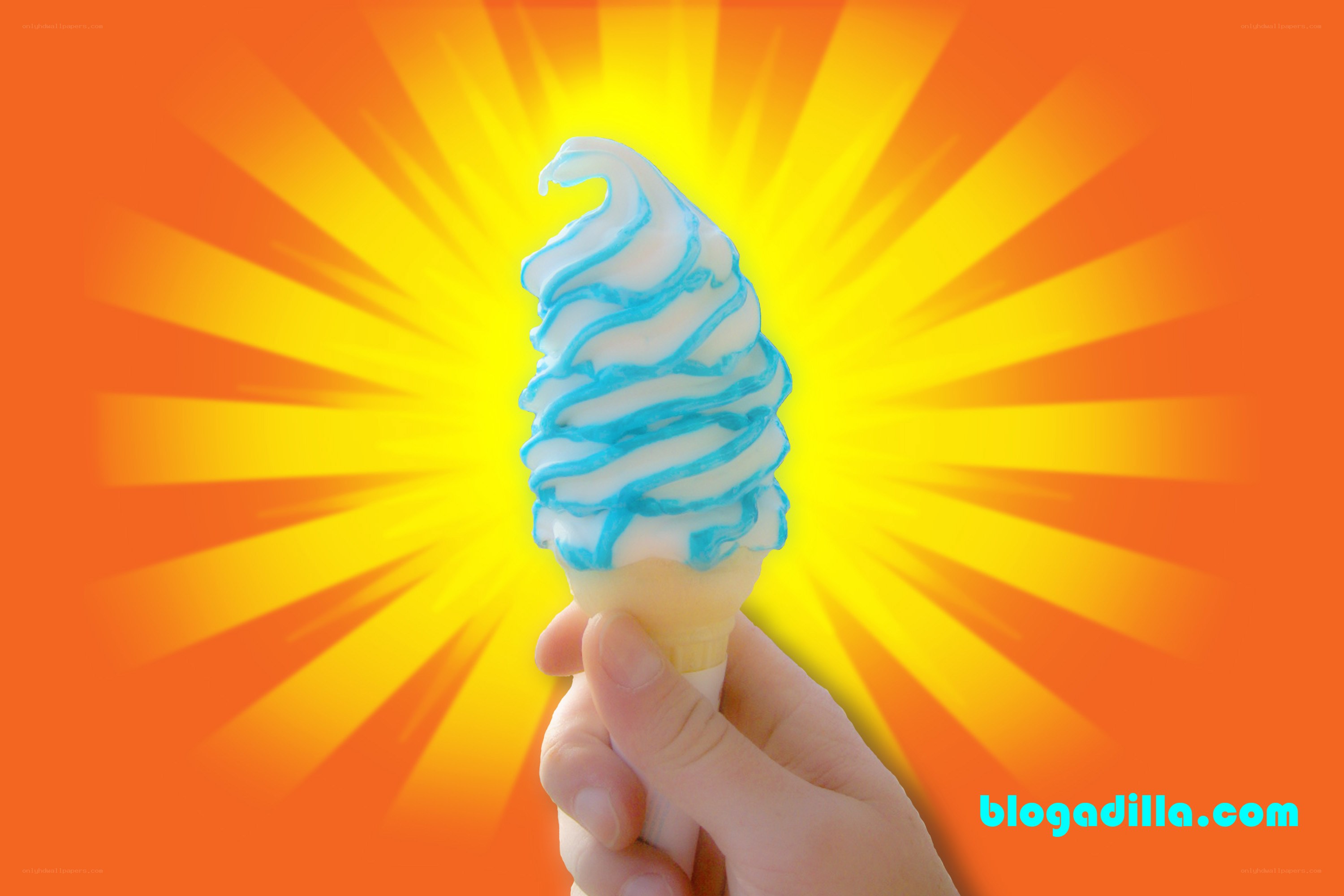 hand holding blue ice cream