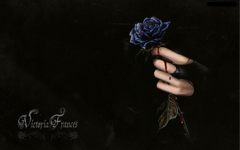 Hand Holding Blue Rose — Black, Dark, Digital Art