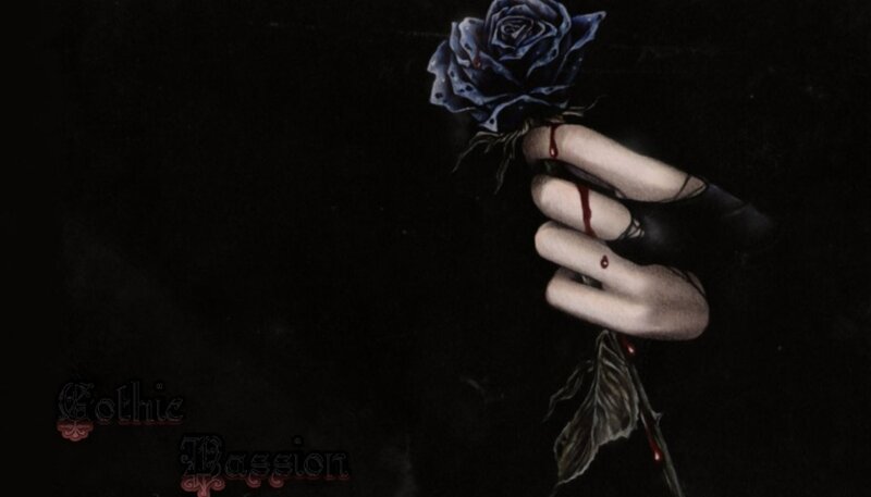 Hand Holding Blue Rose — Black