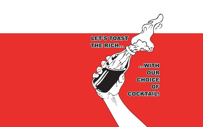 Hand Holding Bottle — Red, Sardonic