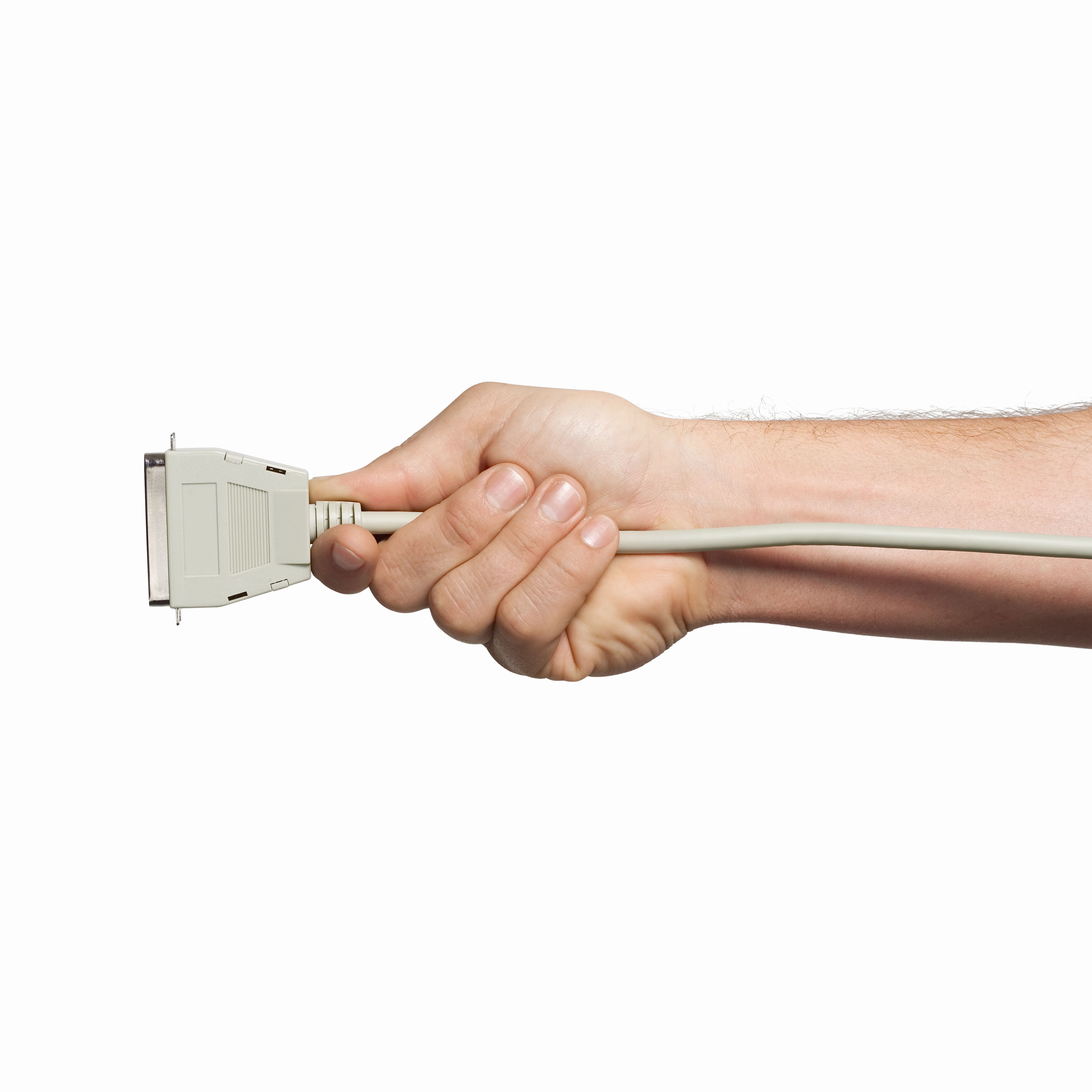 hand holding cable connector