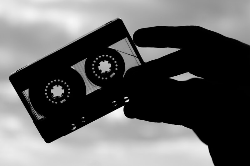 hand holding cassette tape
