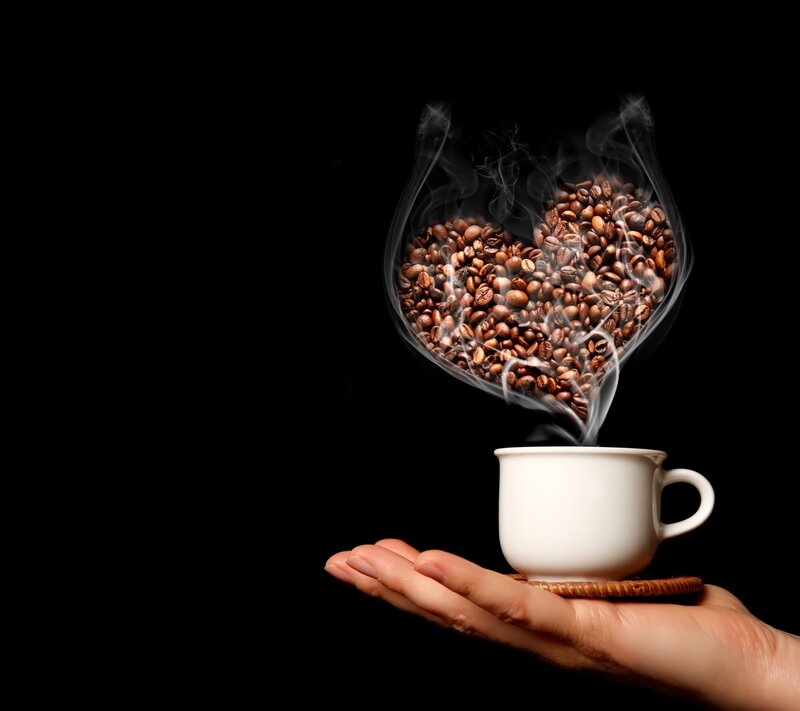 Hand Holding Coffee Cup — Black
