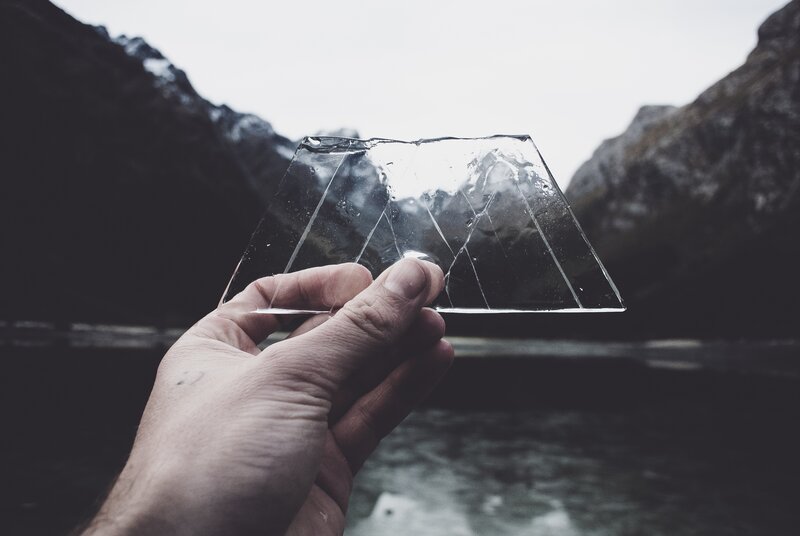 hand holding cracked ice
