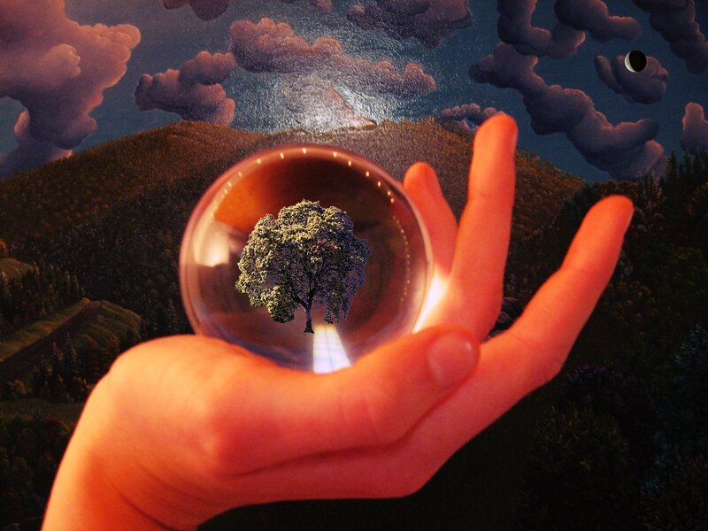 Hand Holding Crystal Ball — Orange