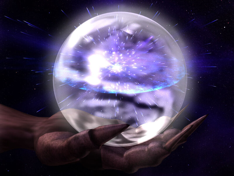 Hand Holding Crystal Ball — Purple, Mystical