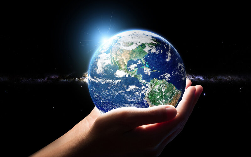 Hand Holding Earth — Blue, Dramatic, Night, Digital Art, Space