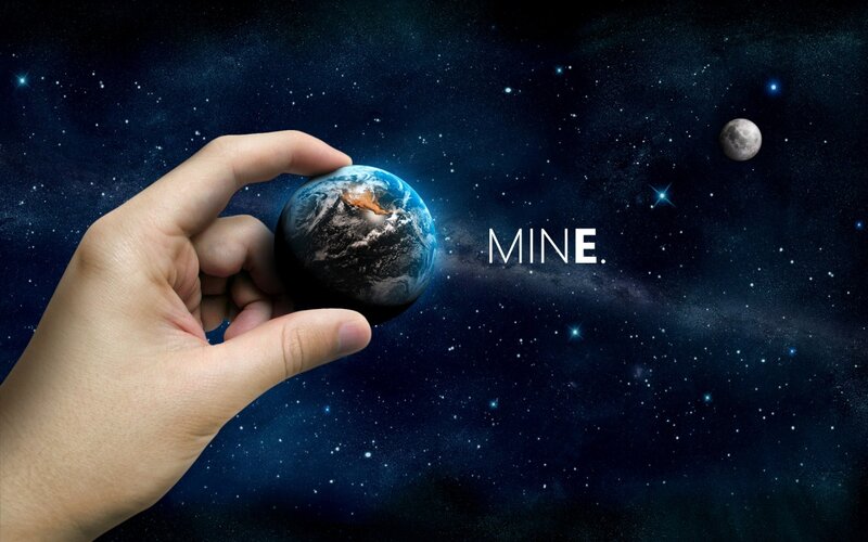 Hand Holding Earth — Blue