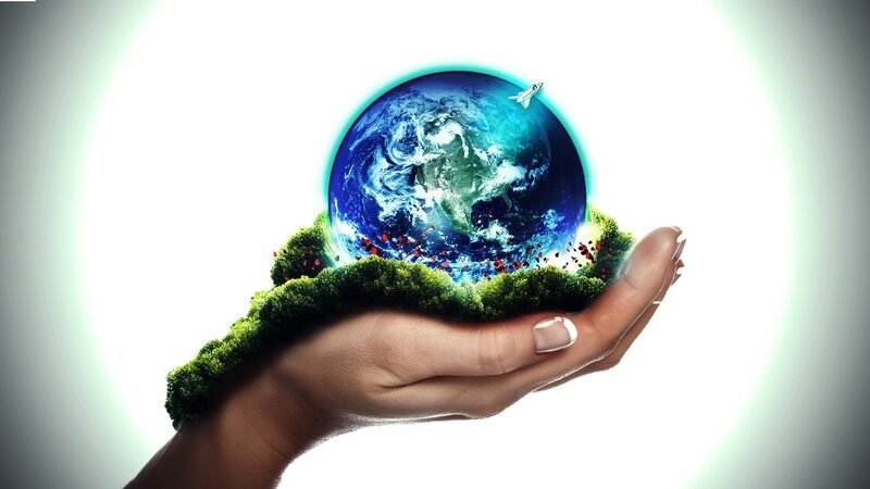 Hand Holding Earth — Green