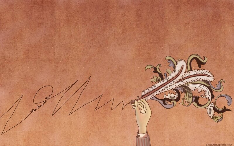 Hand Holding Feather Quill