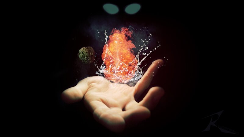 Hand Holding Fire and Water