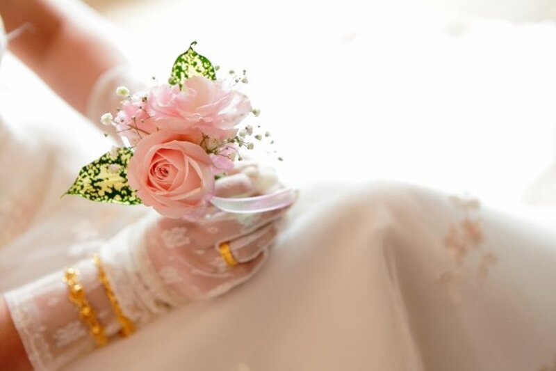 Hand Holding Flower Bouquet — Pink, Serene