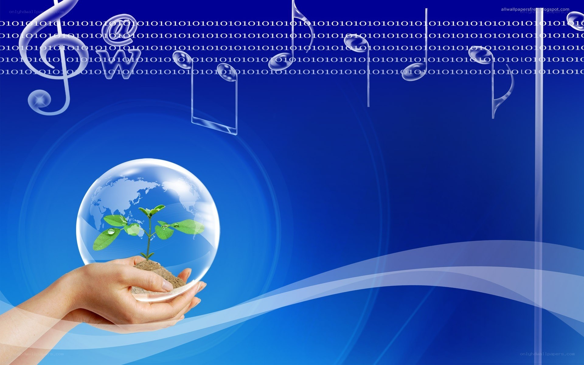 hand holding globe with plant