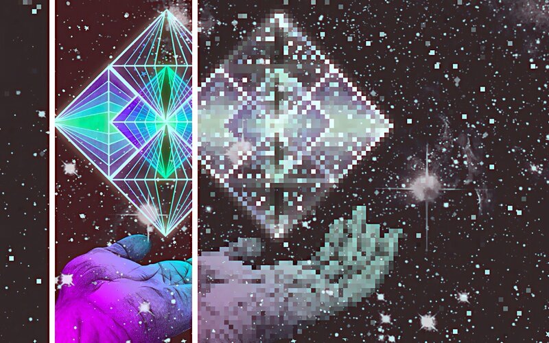 Hand Holding Glowing Diamond