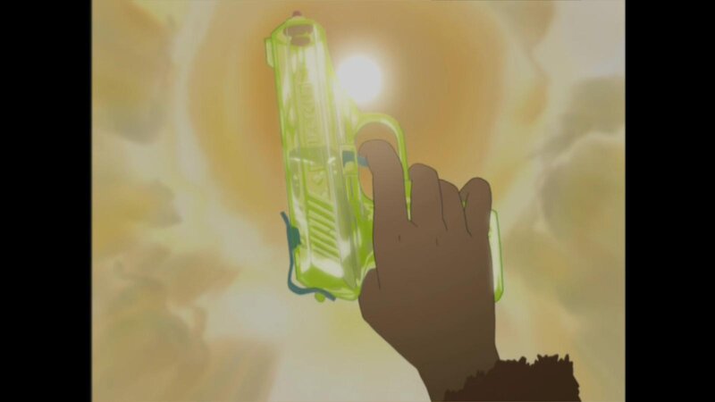 hand holding glowing gun