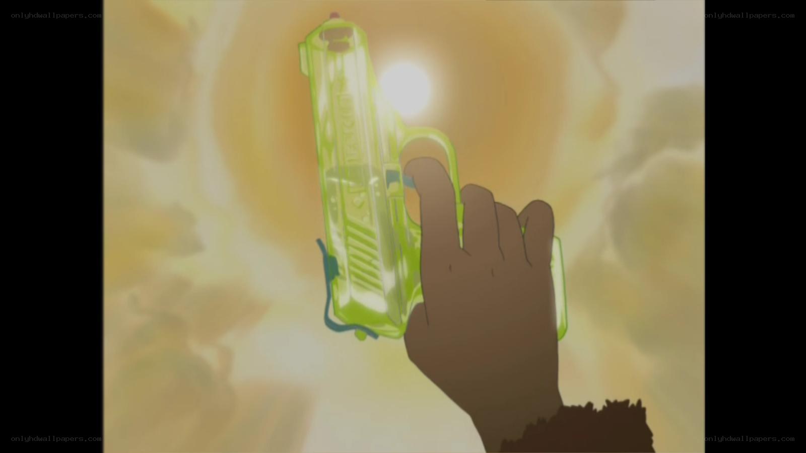 hand holding glowing gun