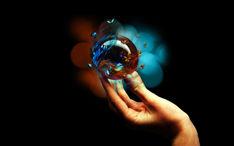 hand holding glowing orb