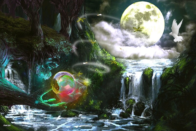 Hand Holding Glowing Orb — Green