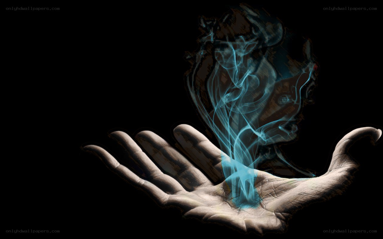 hand holding glowing spirit