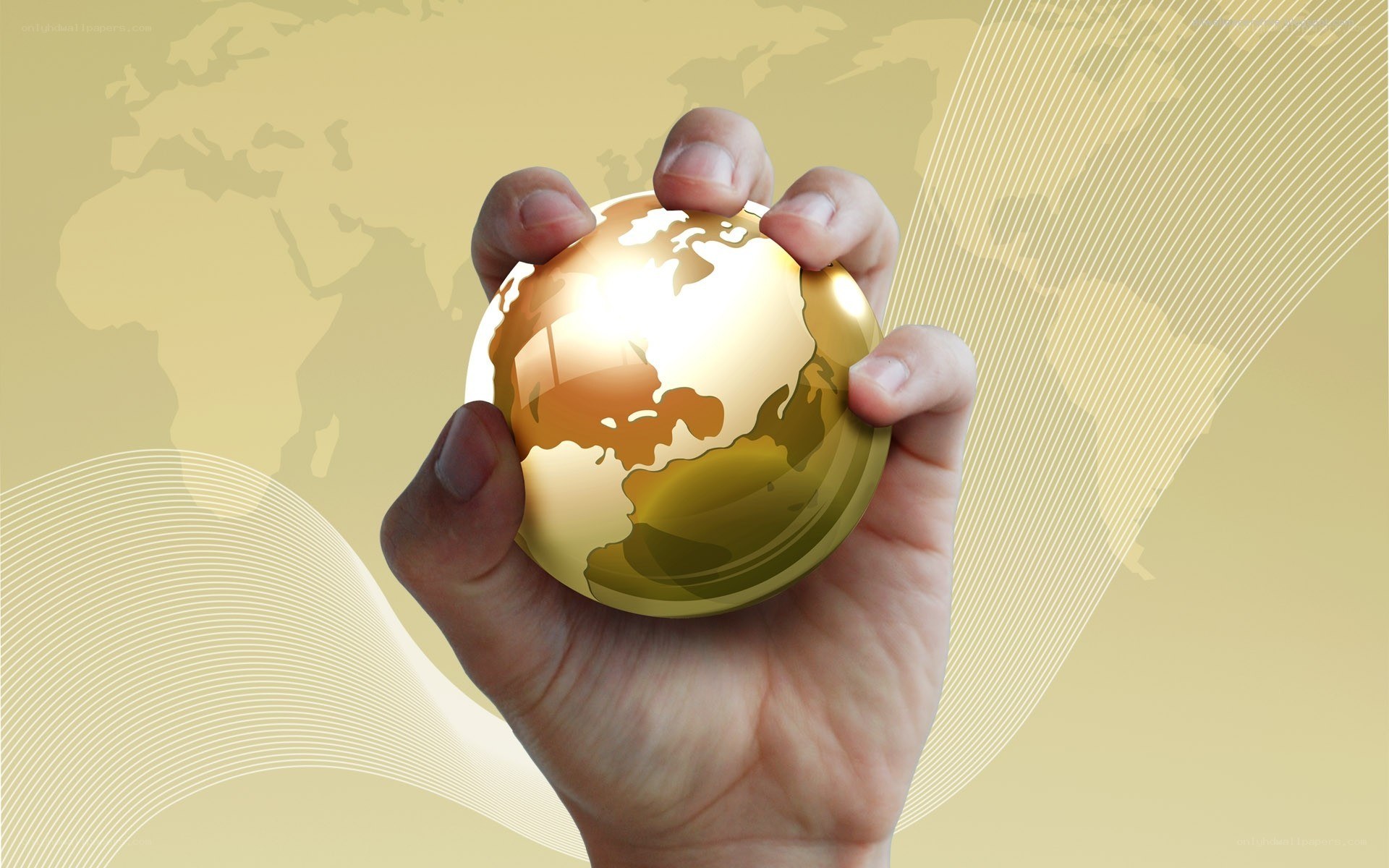 hand holding golden globe