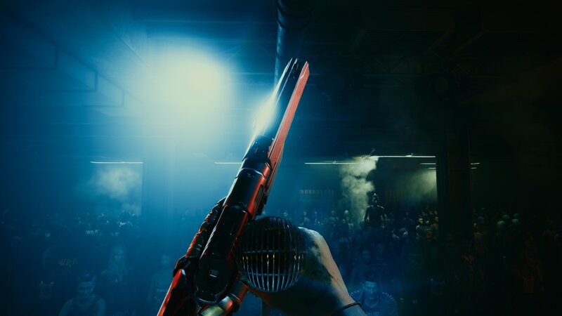 Hand Holding Gun in Crowd