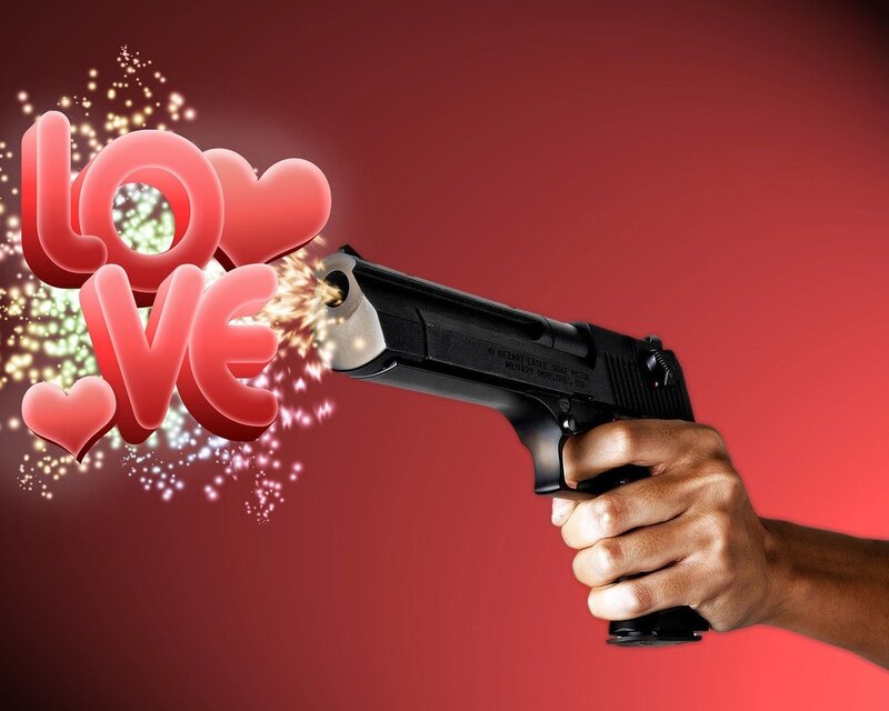 Hand Holding Gun — Red