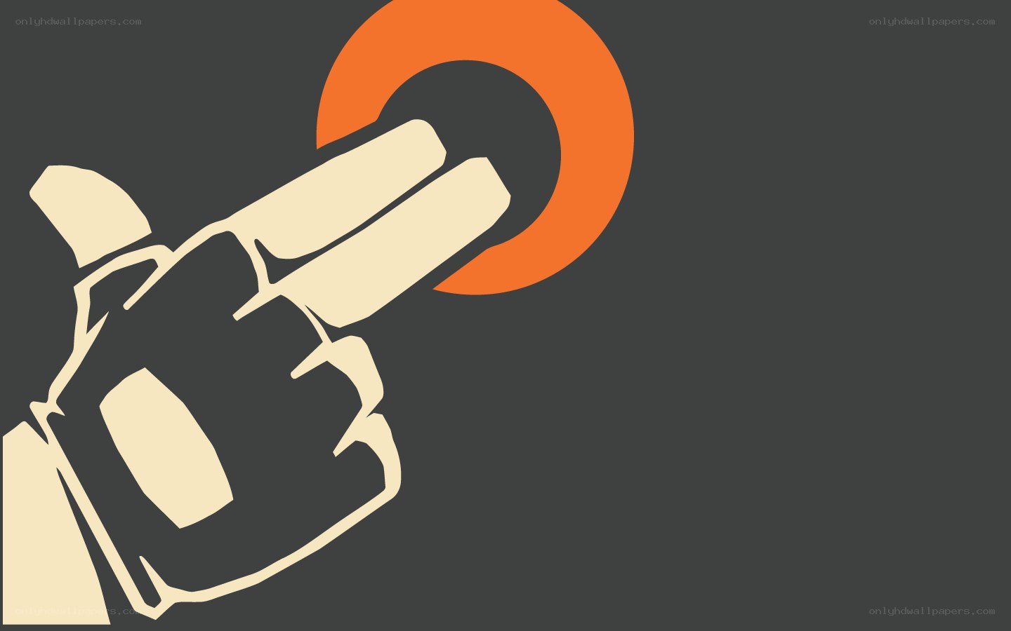 hand holding gun with orange circle