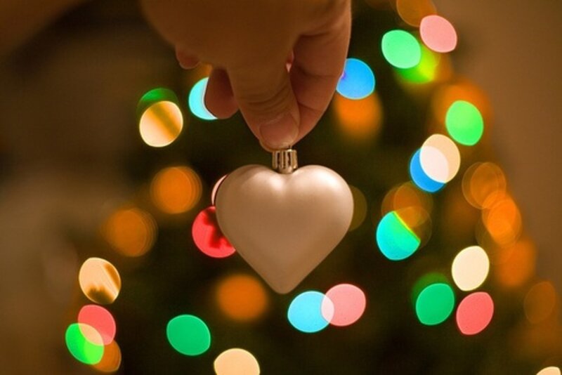 Hand Holding Heart Ornament — White