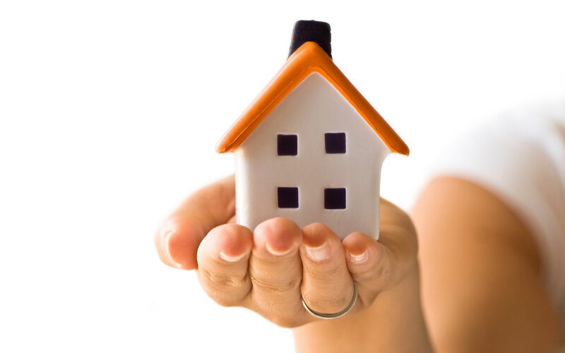 hand holding house model