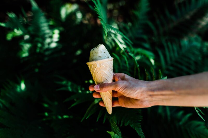 Hand Holding Ice Cream — Green