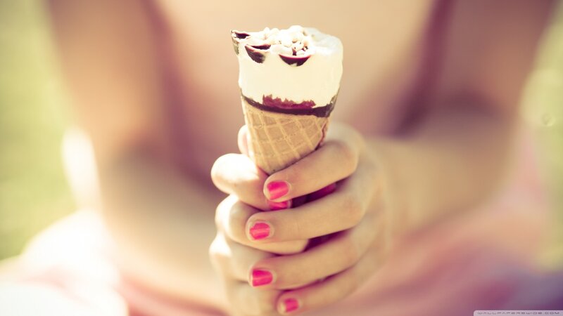 Hand Holding Ice Cream — Pink