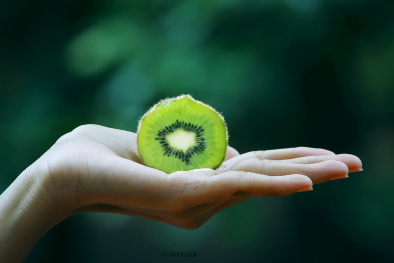 Hand Holding Kiwi Slice