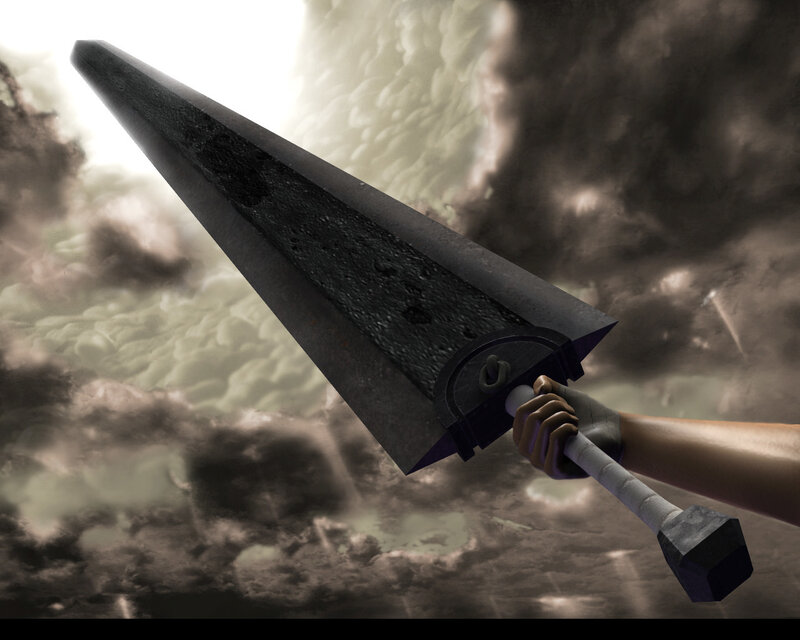 hand holding large sword