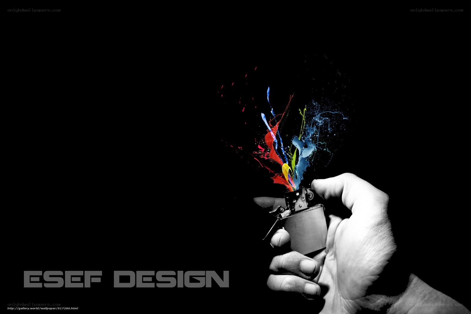 hand holding lighter with paint splatter