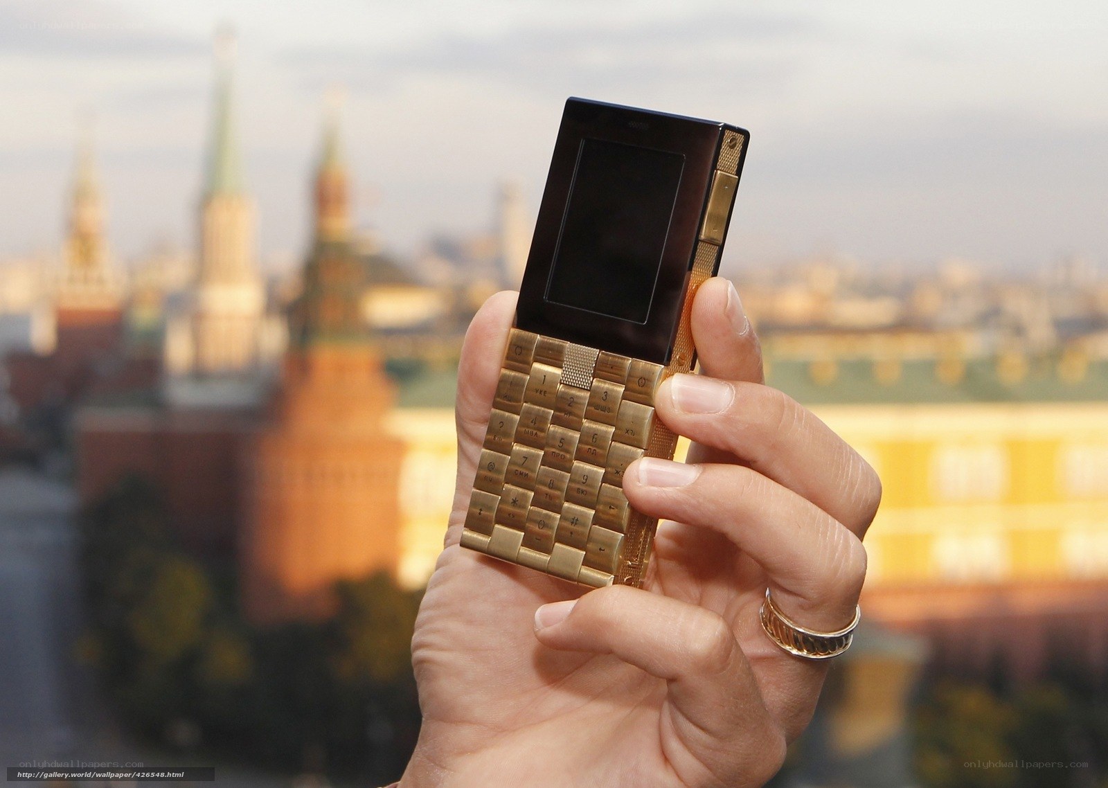 Hand holding luxury phone