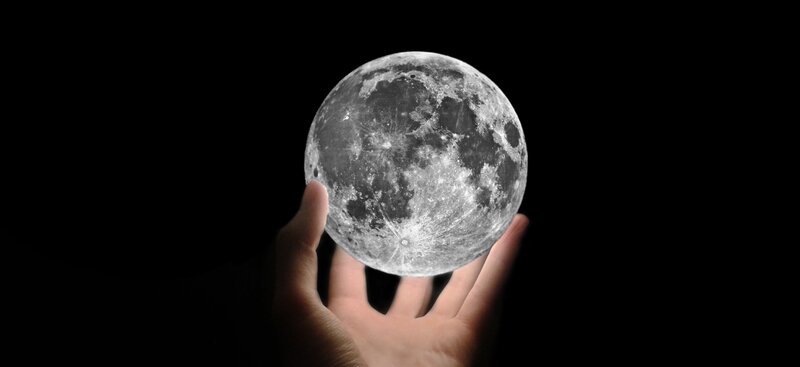 Hand Holding Moon — Black