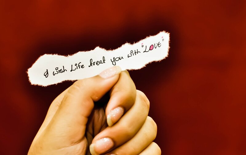 Hand Holding Note — Red, Intimate
