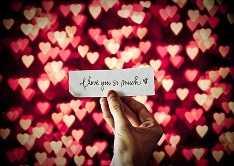 Hand Holding Note — Red, Romantic, Night