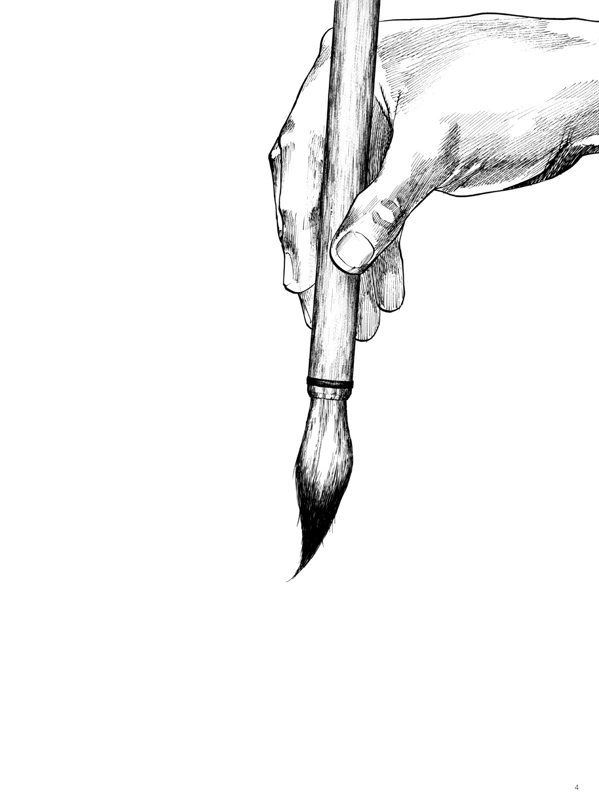 hand holding paintbrush
