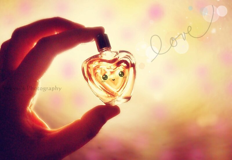 Hand Holding Perfume Bottle — Yellow