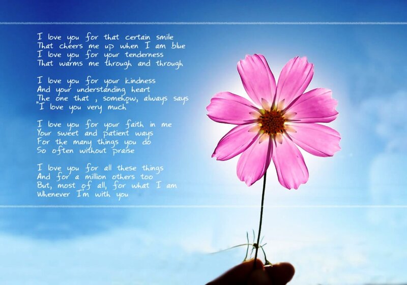 Hand Holding Pink Flower — Blue