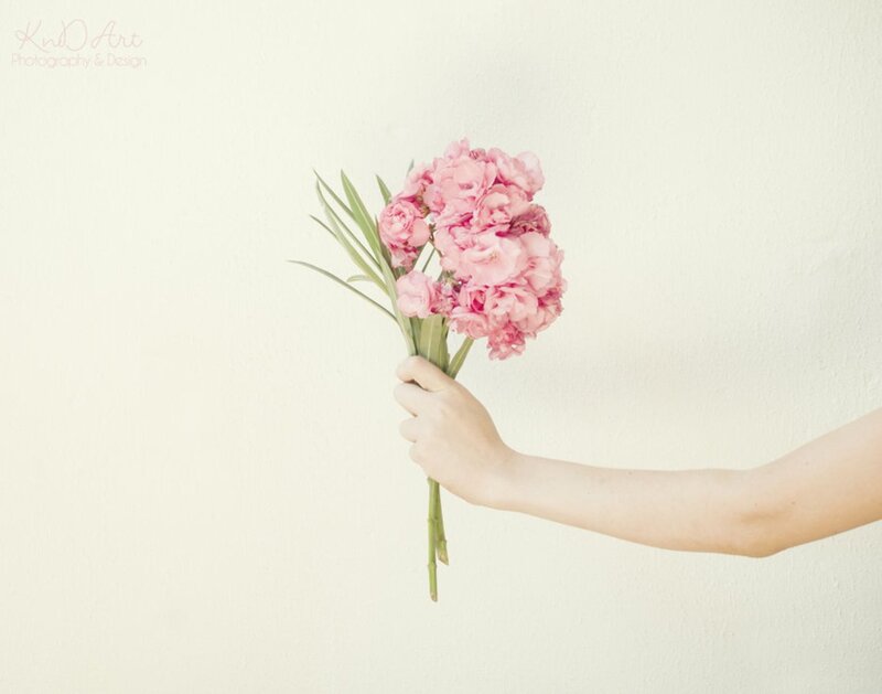Hand Holding Pink Flowers