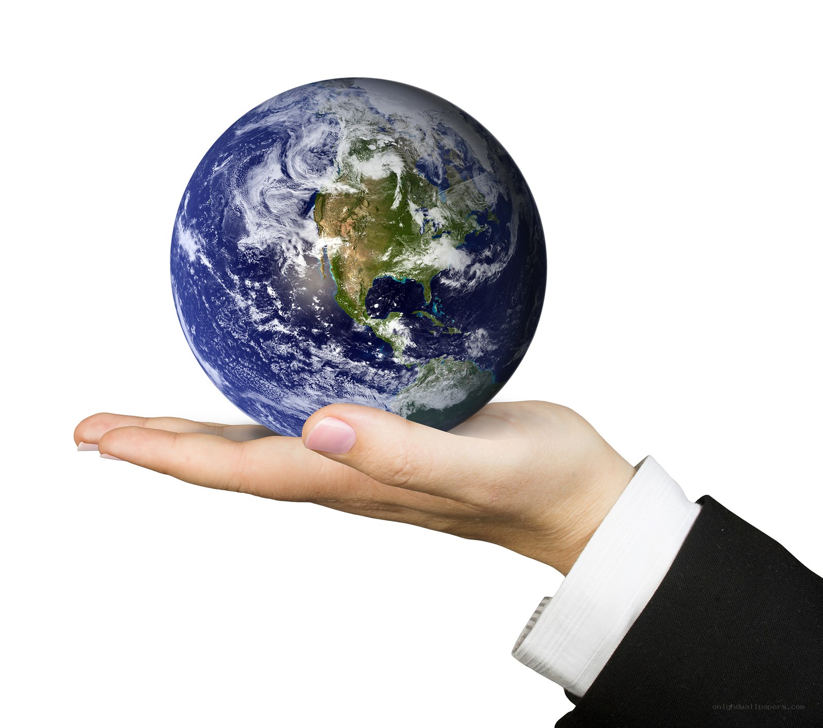 hand holding planet earth