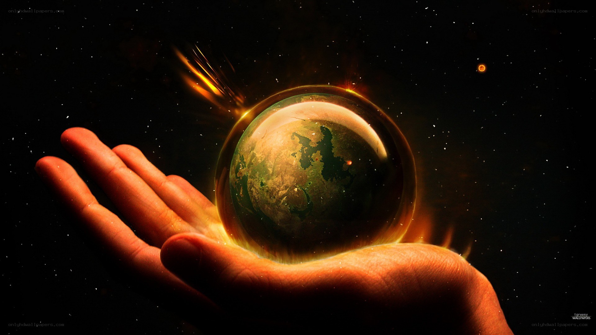 hand holding planet earth