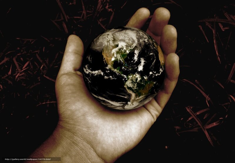 hand holding planet earth