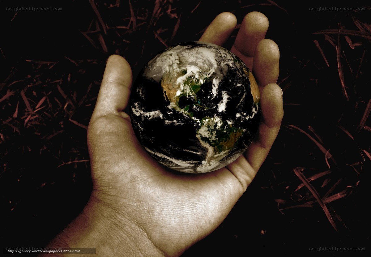 hand holding planet earth