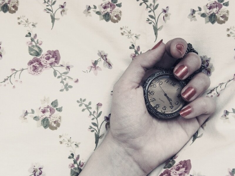 Hand Holding Pocket Watch — White
