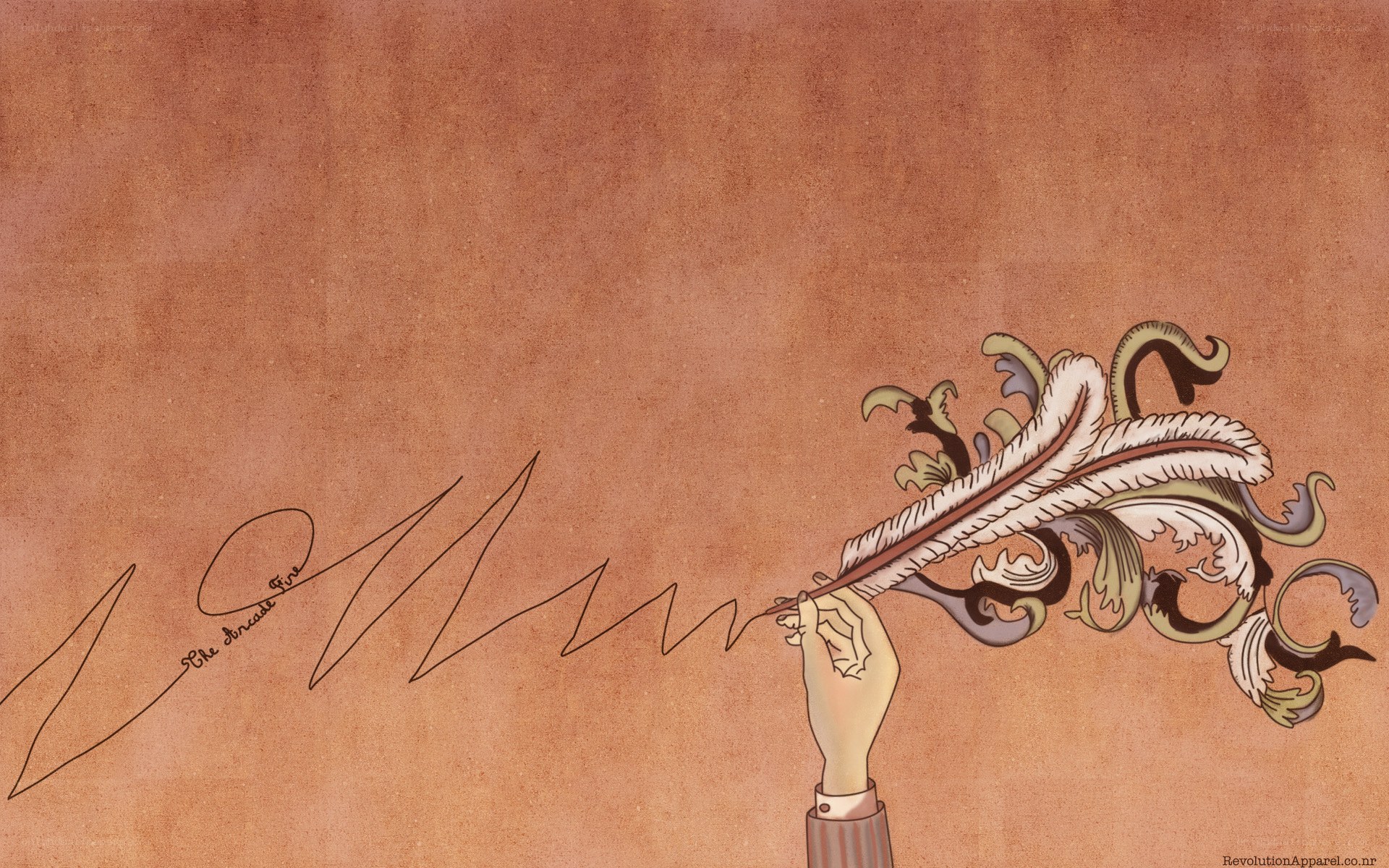 hand holding quill pen