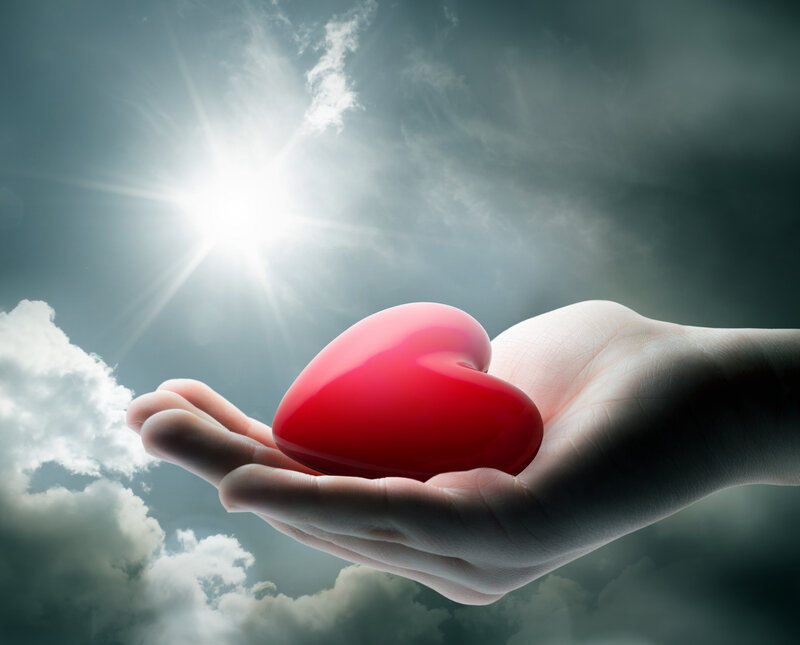 Hand Holding Red Heart — Dramatic, Afternoon